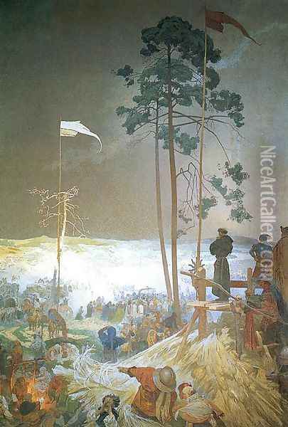 The Meeting of Krizky, 1916 Oil Painting - Alphonse Maria Mucha