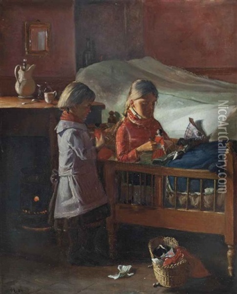 Opening Presents Oil Painting - Hans Andreasen Hessellund