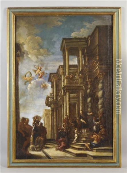 Presentazione Di Maria Al Tempio Oil Painting - Giulio di Antonio Bonasone