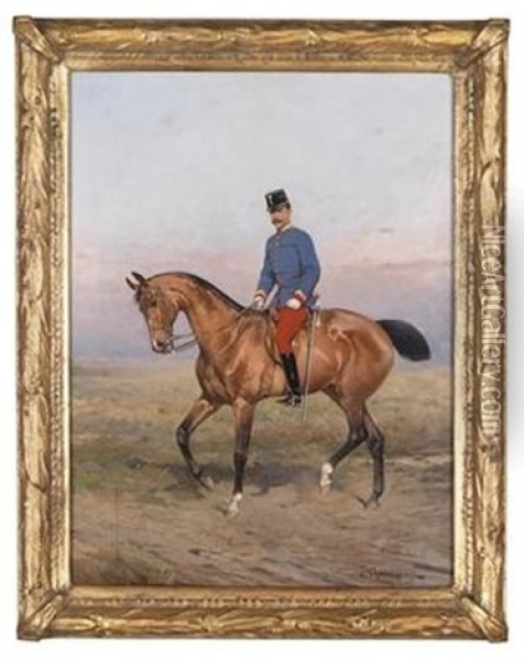 Kronprinz Rudolf Zu Pferd Oil Painting - Tadeusz Ajdukiewicz