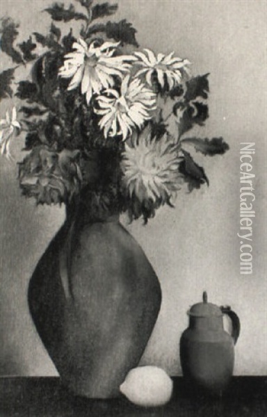 Bouquet De Fleurs Et Citrons Oil Painting - Pierre Hode