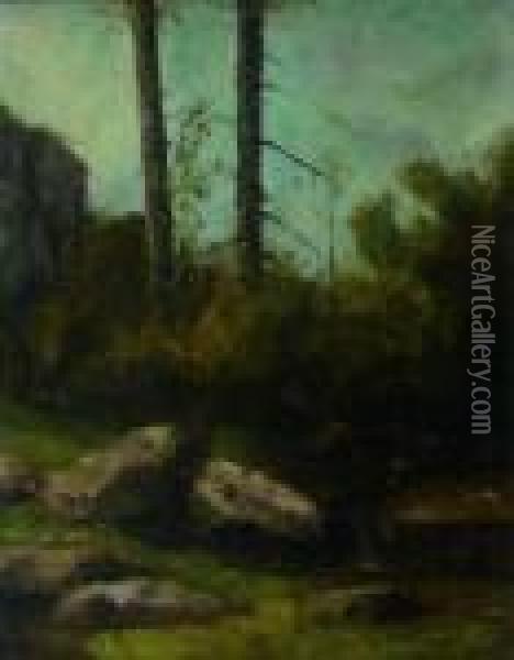 Paysage De Sous Bois Presume A La Garenne De Bussac Ensaintonge Oil Painting - Gustave Courbet