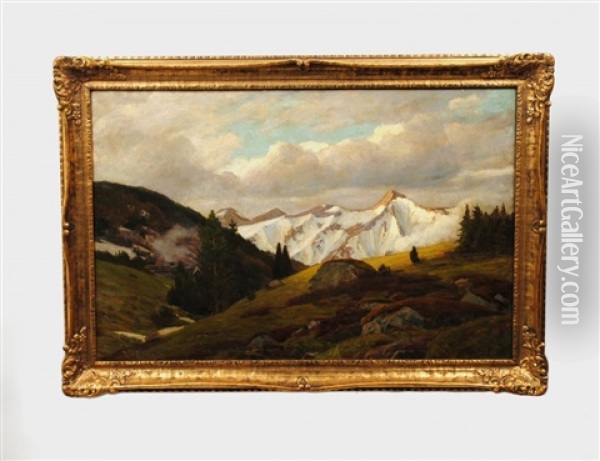 Alpine Landscape Oil Painting - Otto Rau