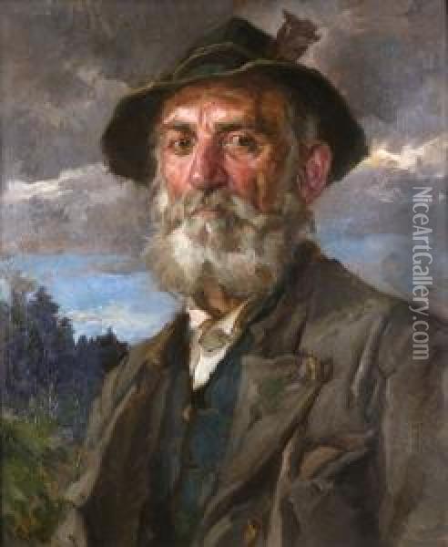 Portrait Eines Bartigen Mannes
In Oberbayrischer (miesbacher) Tracht Oil Painting - Hans Best