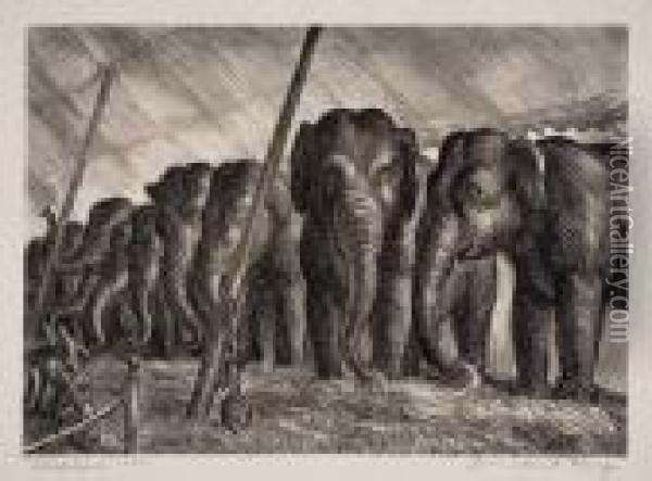 Elephants Oil Painting - John Steuart Curry