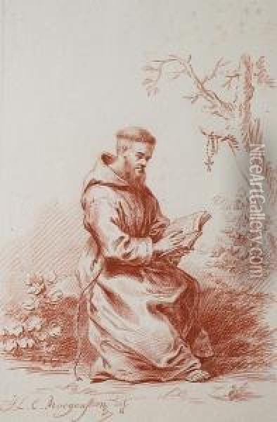 A Monk Studying Oil Painting - Johann Ludwig Ernst Morgenstern