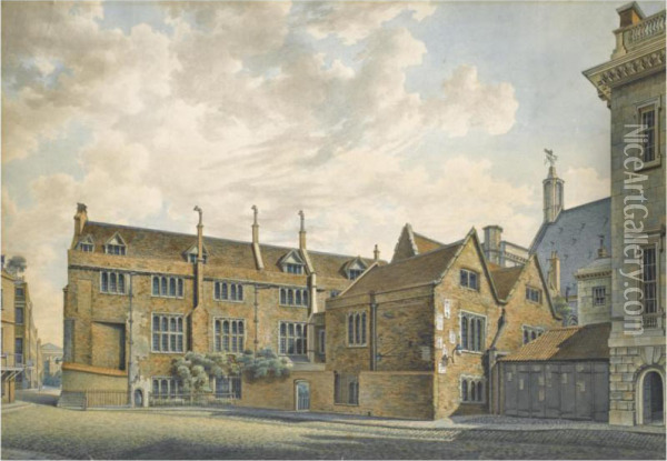View Of The South Side Of The Augmentation Office, Westminster, As It Was In 1793 Oil Painting - William Capon