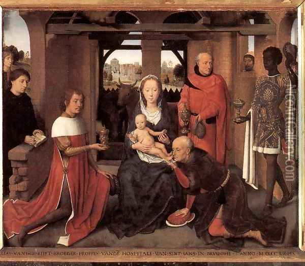 Triptych of Jan Floreins (central panel) Oil Painting - Hans Memling