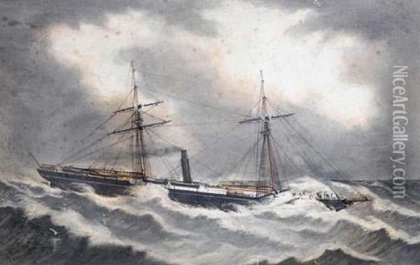 S. S. African. Oil Painting - A. Leicester Burroughs