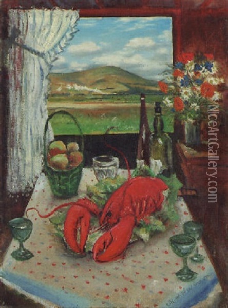 Still Life With Lobster Oil Painting - Christopher Richard Wynne Nevinson