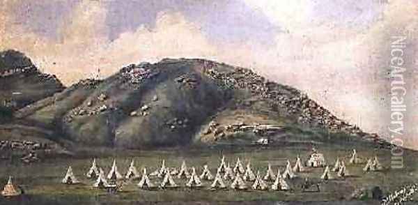 Military encampment Mafeking Basutoland 1885 Oil Painting - J Mahoney