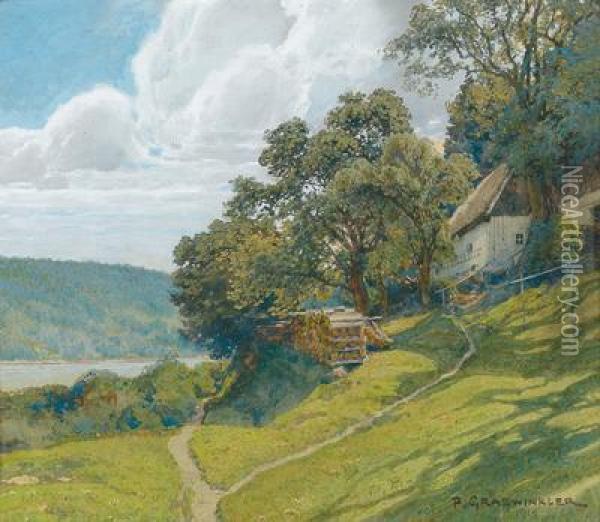 Kellerstockl An Der Donau Oil Painting - Peter Grabwinkler