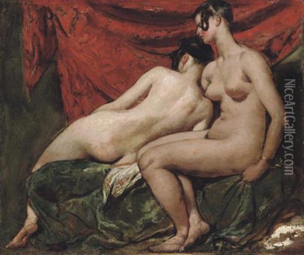 Two Female Nudes Oil Painting - William Etty