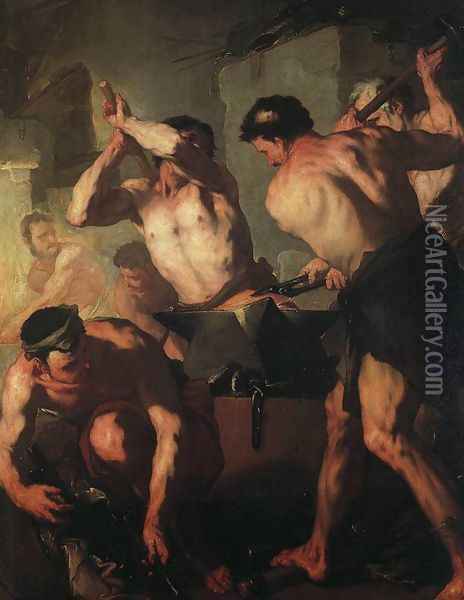 The Forge Of Vulcan Oil Painting - Luca Giordano