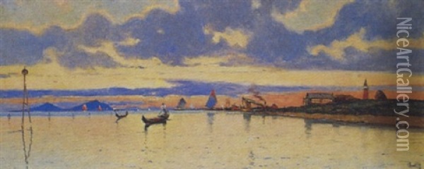 Vue De La Lagune De Venise Oil Painting - Marie Joseph Leon Clavel