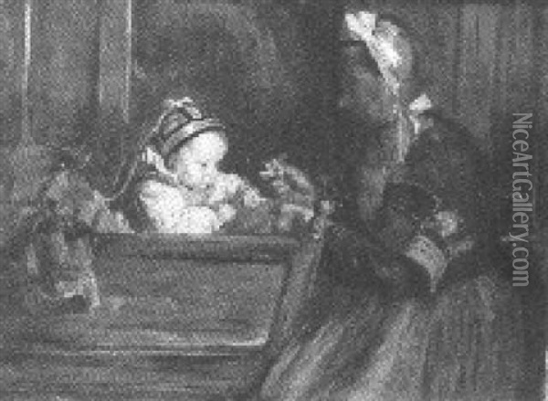 Nanny Feeding The Baby Oil Painting - Elizabeth Nourse