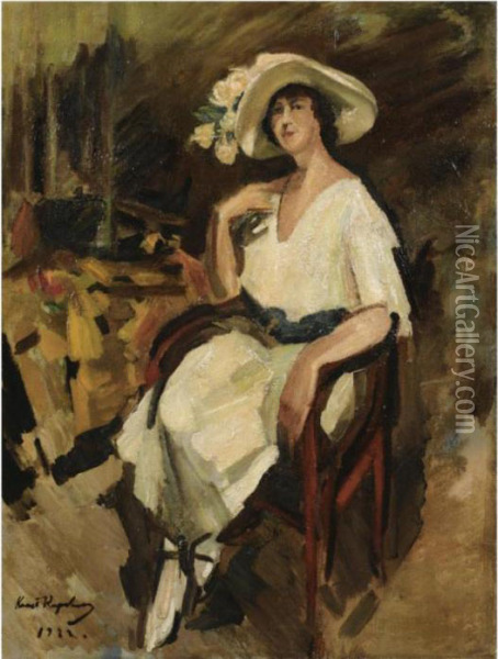 Portrait Of Madame Deineka, A Friend Of The Artist Oil Painting - Konstantin Alexeievitch Korovin
