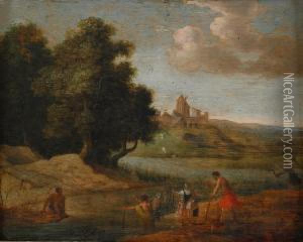 Landskap Med Figurer Oil Painting - Cornelis Willaerts