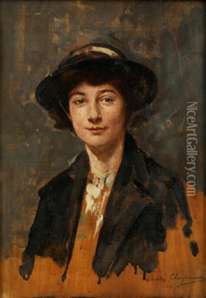 Portrait Of Hermina Constance Simpson Oil Painting - Andre Edmond Alfred Cluysenaar