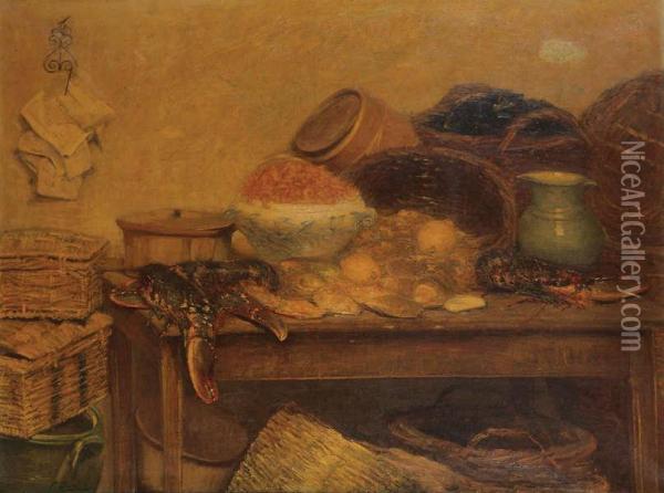 'mollusques Et Crustaces' Oil Painting - Felix Buelens