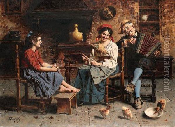 A Happy Tune Oil Painting - Eugenio Zampighi
