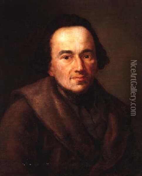Portrait Of Moses Mendelssohn, Bust Length, Wearing A Brown Coa Oil Painting - Anton Graff