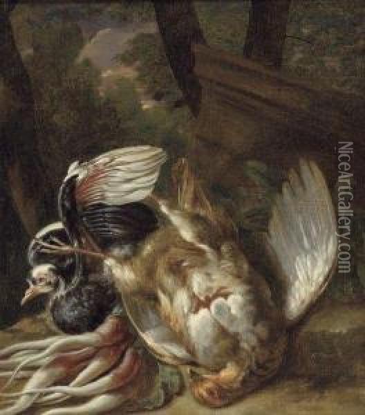 Nature Morte Aux Volaille Et Carottes Oil Painting - Christoffel Puytlinck