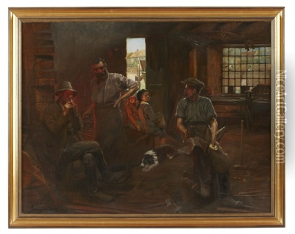 Blacksmith Oil Painting - James Wallace