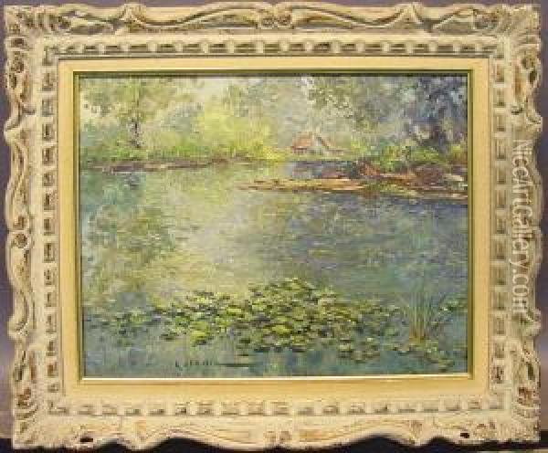 Lily Pond - Spring Vacation Oil Painting - Peter Kalman