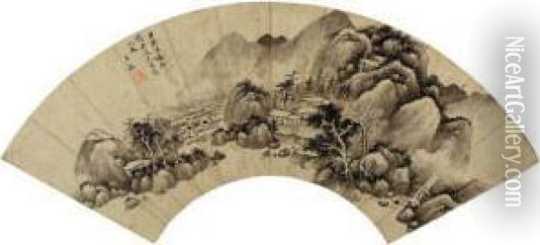 Landscape After Juran (10th Century) Oil Painting - Wang Jian