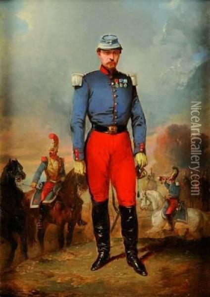Officier De Carabinier Oil Painting - Jean-Adolphe Beauce