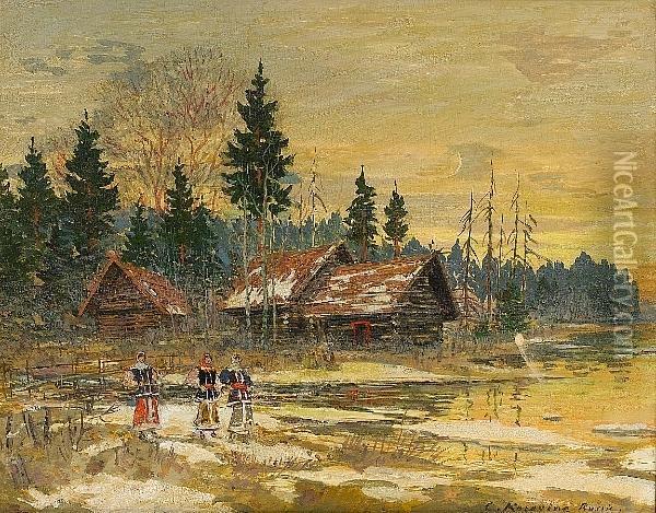 A La Russe Oil Painting - Konstantin Alexeievitch Korovin