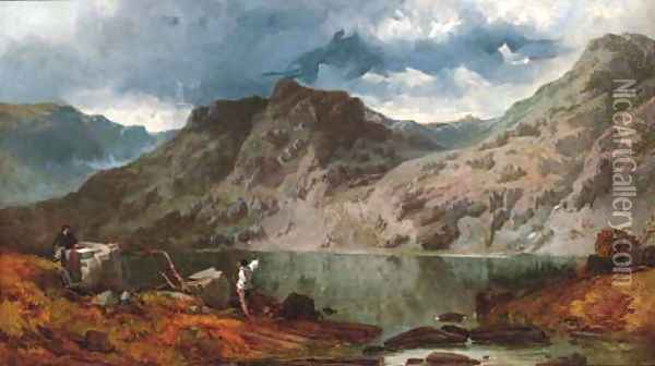 Smallwater Tarn, Cumbria Oil Painting - George Pettitt