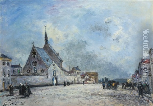 La Place De L'eglise Oil Painting - Johan Barthold Jongkind