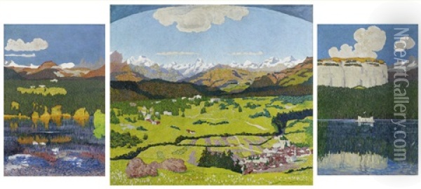 Panoramic View Of Flims Oil Painting - Giovanni Giacometti