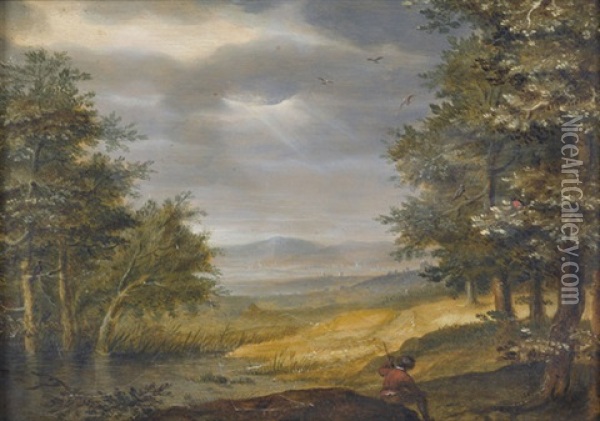 Weite Landschaft Mit Rastendem Und Vogeln Oil Painting - Roelandt Savery