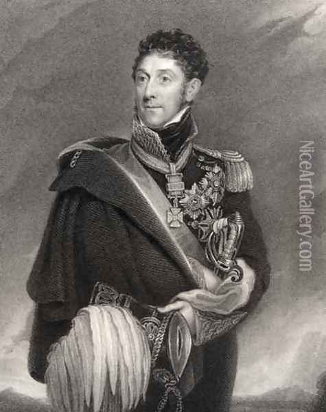Stapleton Cotton, 1st Viscount Combermere, engraved by J. Jenkins, from National Portrait Gallery, volume V, published c.1835 Oil Painting - Cornelius Pearson