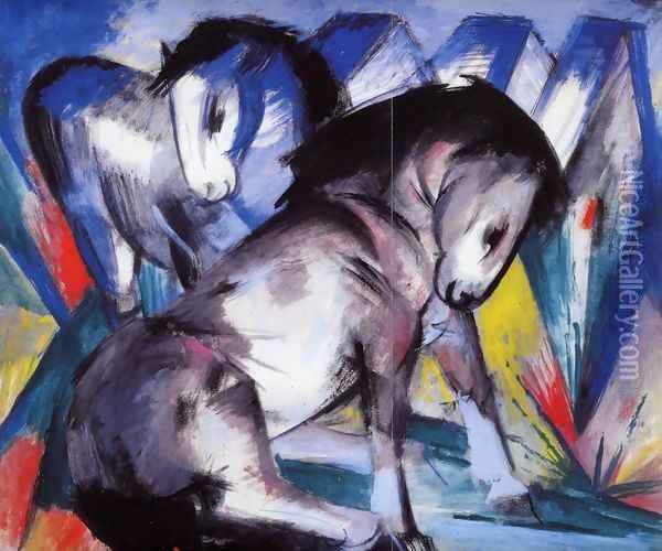 Two Horses2 Oil Painting - Franz Marc