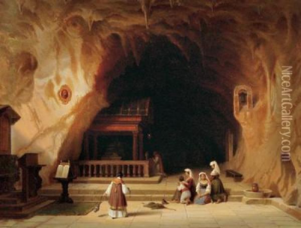 Grotte Der Hl. Rosalie Auf Dem Monte Pellegrino Bei Palermo Oil Painting - Johannes, Hans Beckmann