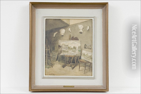Sisakuva Ateljeesta - Ateljeinterior. Oil Painting - Julia Elizabeth De Cock-Stigzelius