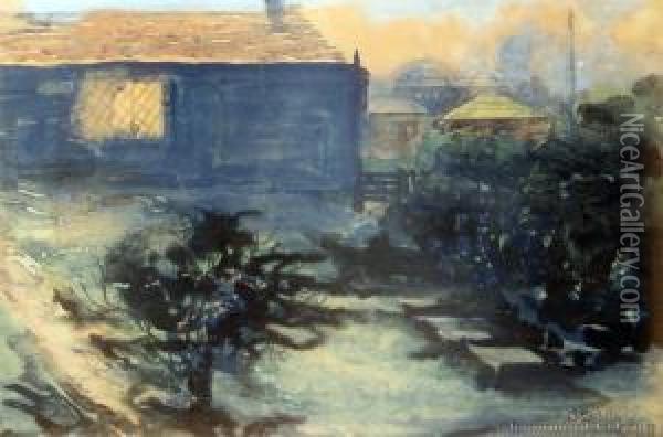 Village Scene At Twilight Oil Painting - Petrus van der Velden