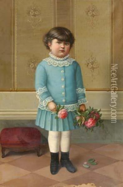Ritratto Di Bambina Oil Painting - Ugo Casanova
