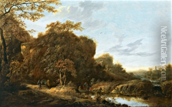 Weite Landschaft Mit Einem Fluss Und Der Taufe Des Eunuchen Oil Painting - Cornelis Snellinck