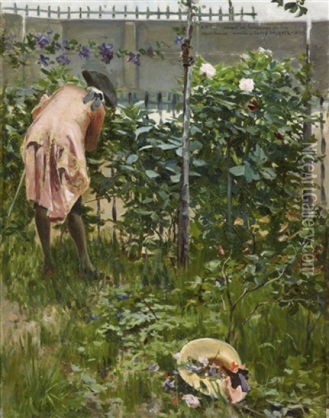 Le Jardinier Oil Painting - Carlos Vazquez Ubeda