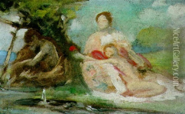 Mother And Child Oil Painting - Rupert Bunny