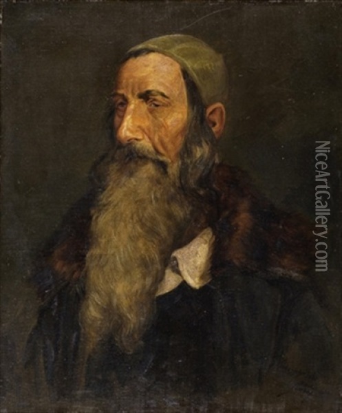 Portrait Of A Jew Oil Painting - Max Sandor