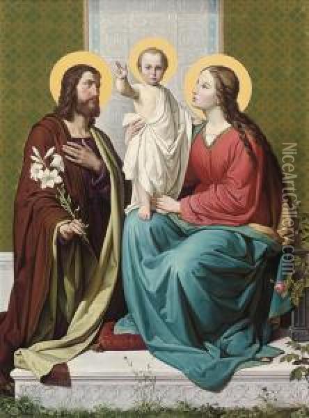 The Holy Family Oil Painting - Bernhard Plockhorst