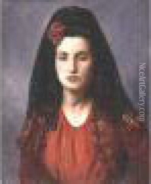 Portrait De Sevillane Oil Painting - Luis Anglada Pinto
