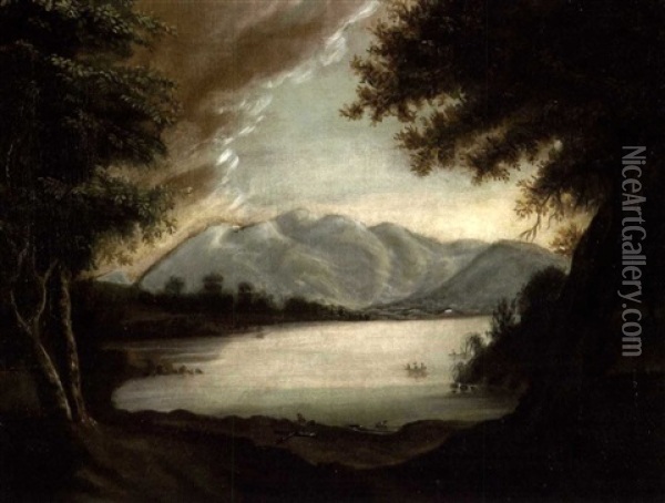 Paysage Au Lac Oil Painting - Joseph Legare