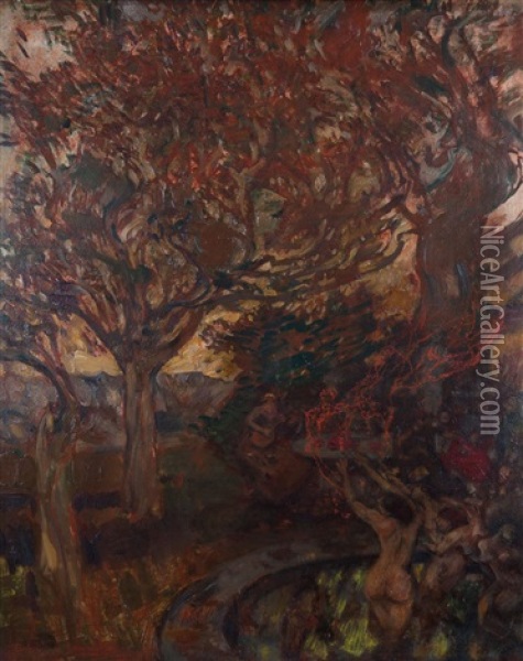 Zeremonie Im Wald Oil Painting - Albert von Keller